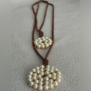 Necklace with pearls and sude cord set of 2 beautiful design
